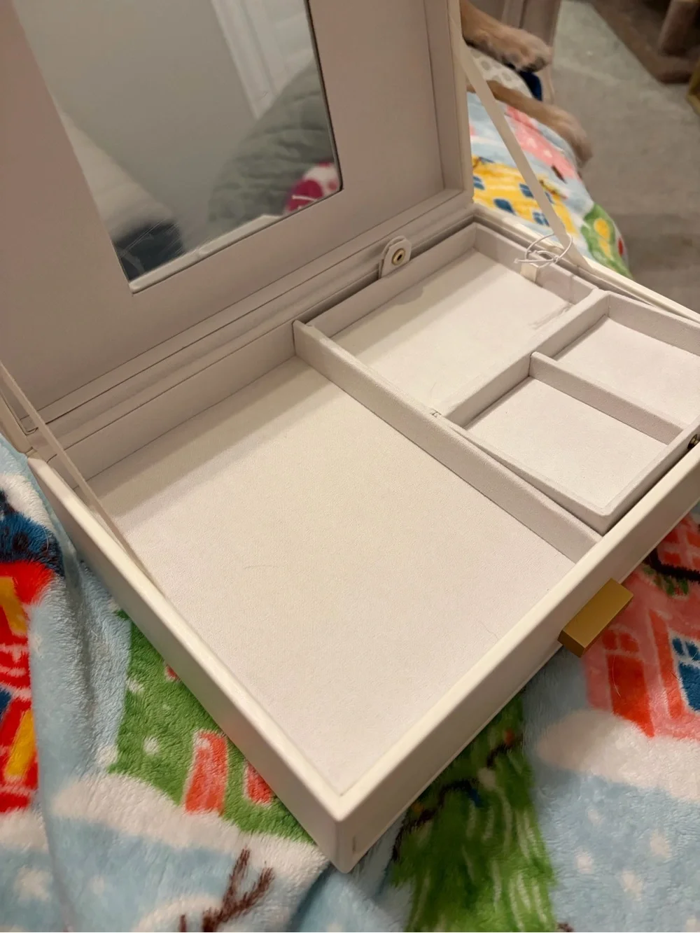 Target White Jewelry Storage Box with Gold Accents